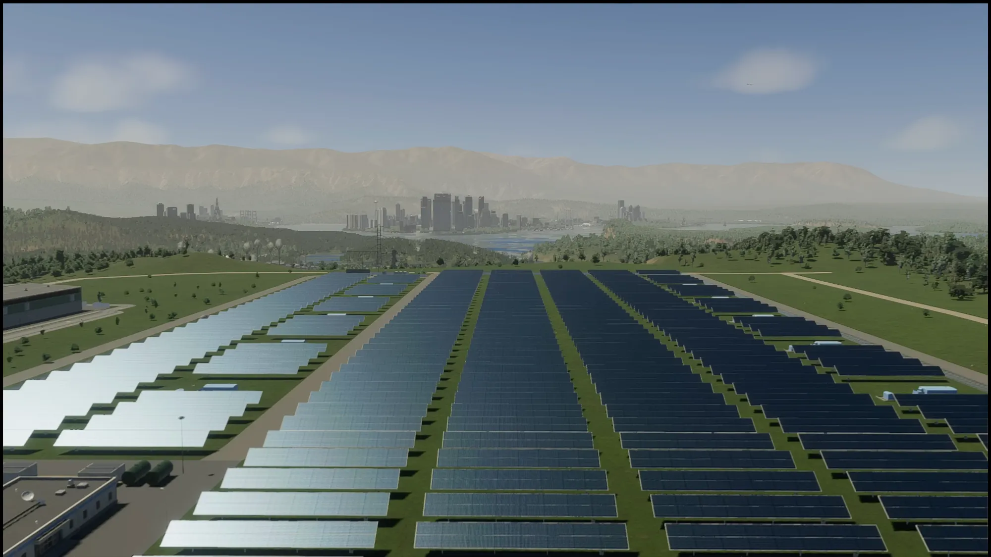 Solar farms are realistic in size and layout