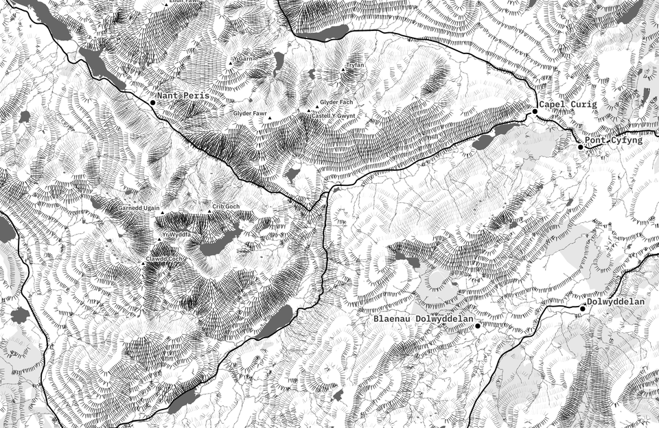 Triangle strip created to represent a contour line. The triangles